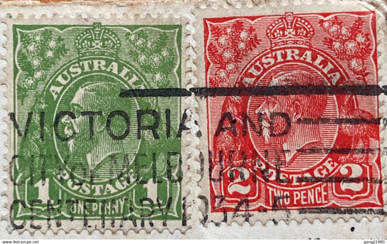 AUSTRALIA 1934, KING GEORGE 2 STAMPS,SLOGAN VICTORIA & CITY MELBOURNE CENTENARY-1934 WITH SPECIAL PREPRINTED USED COVER - Cartas & Documentos