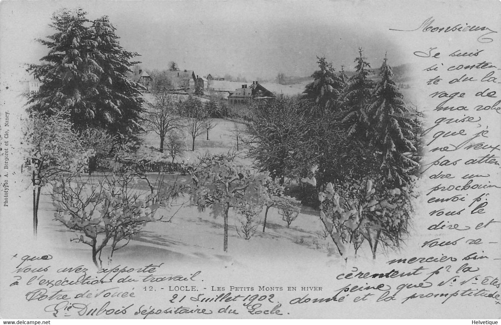 Le Locle Les Petits Monts En Hiver 1902 - Le Locle