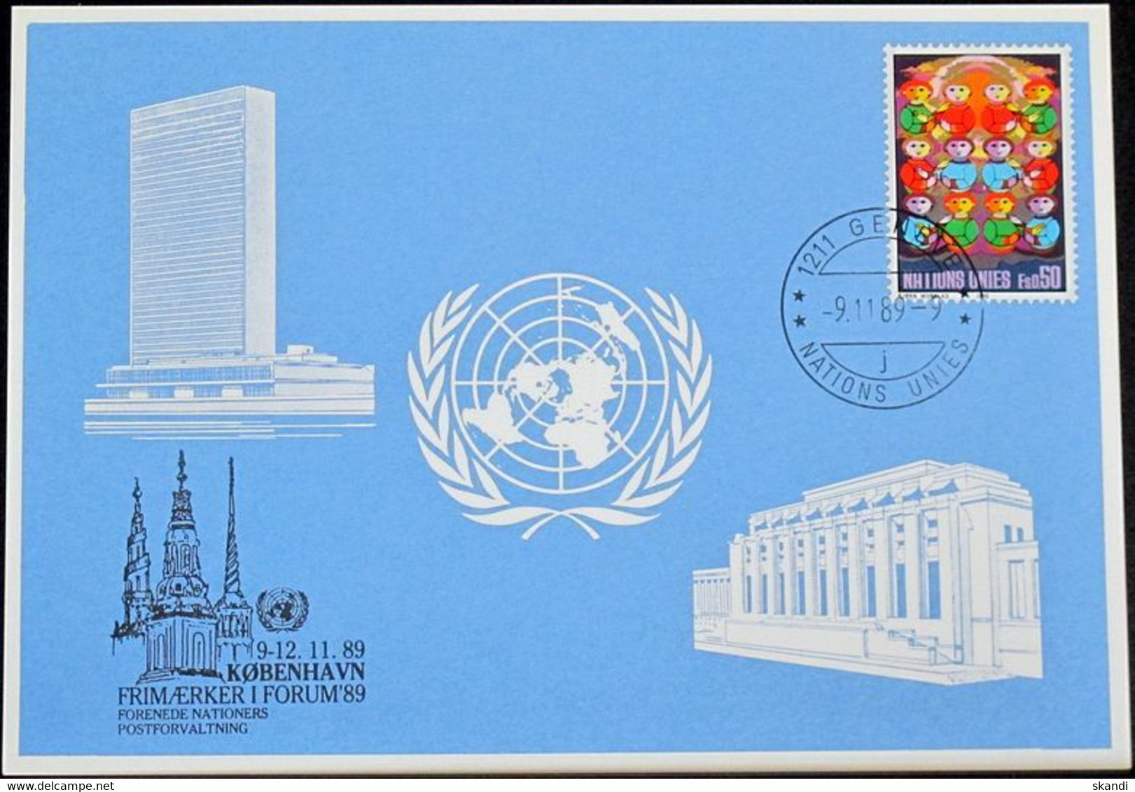 UNO GENF 1989 Mi-Nr. 199 Blaue Karte - Blue Card - Briefe U. Dokumente