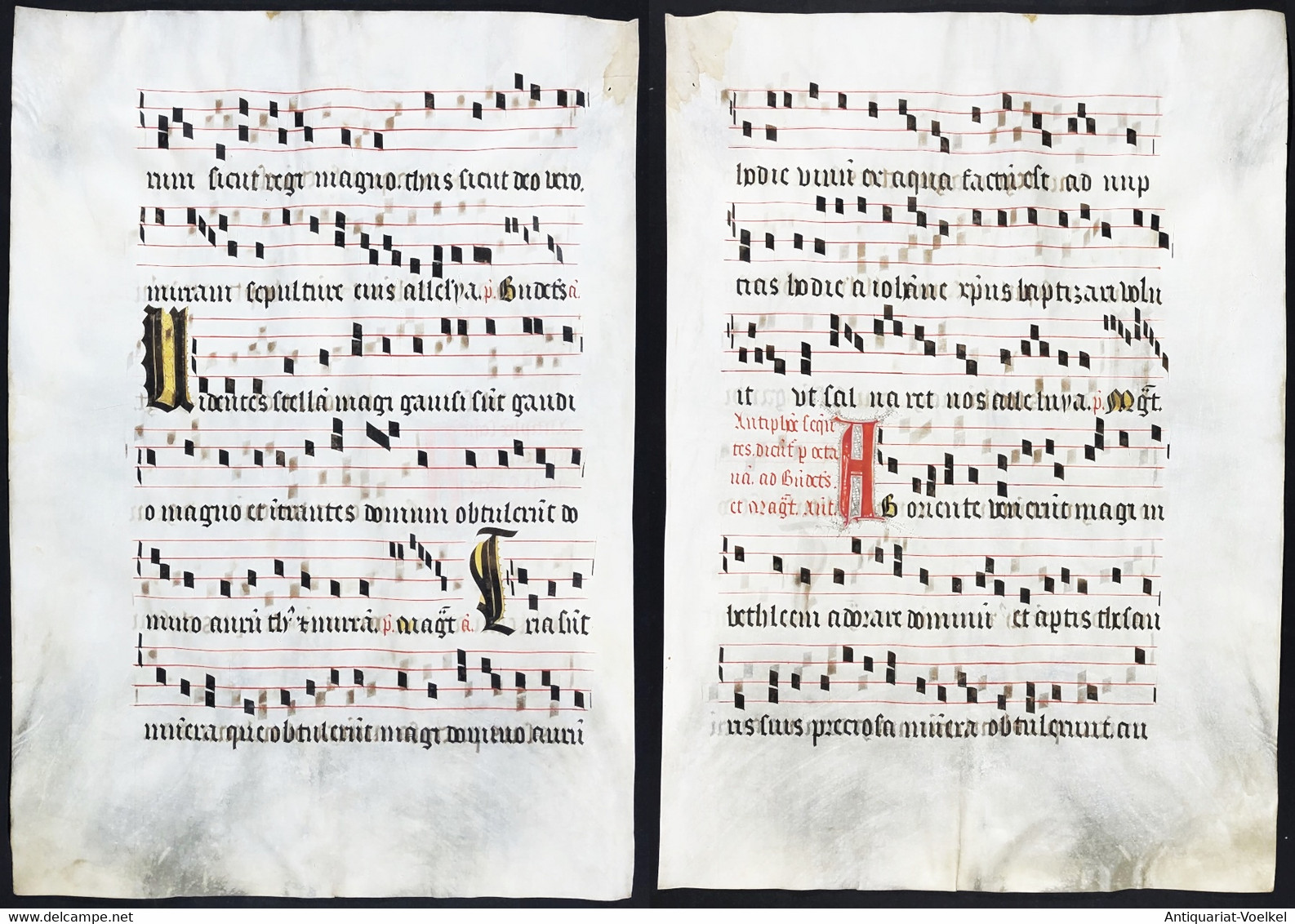 Seltenes, Sehr Großes Original Pergament-Blatt Aus Einer Antiphonar-Handschrift Des 15. Jahrhunderts / Very Ra - Theatre & Scripts