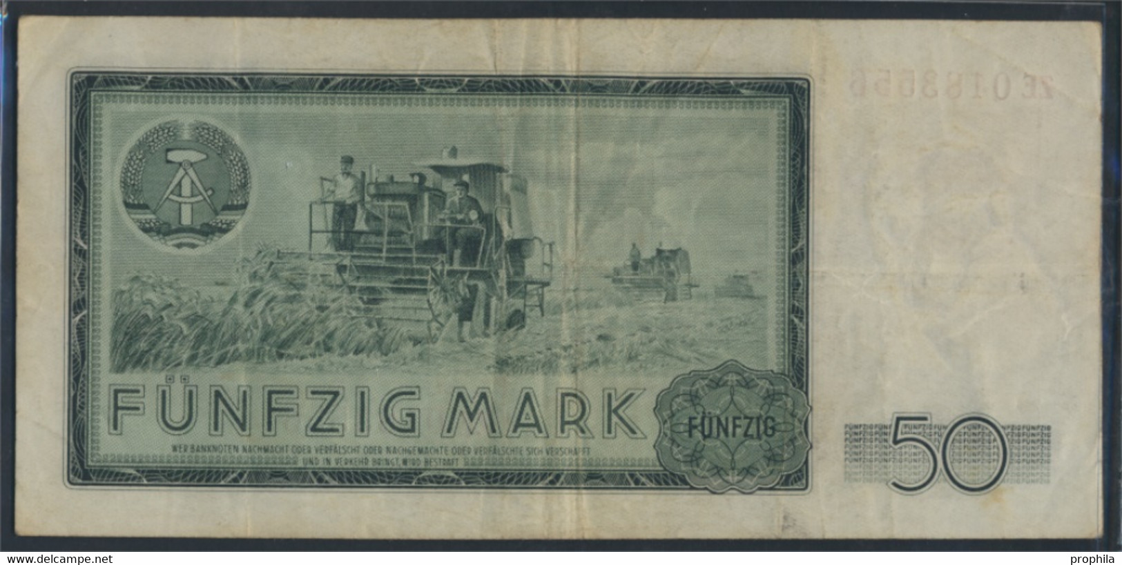 DDR Rosengb: 357b, Kontrollnummer 7stellig, Ersatznote Gebraucht (III) 1964 50 Mark (9810742 - 50 Mark