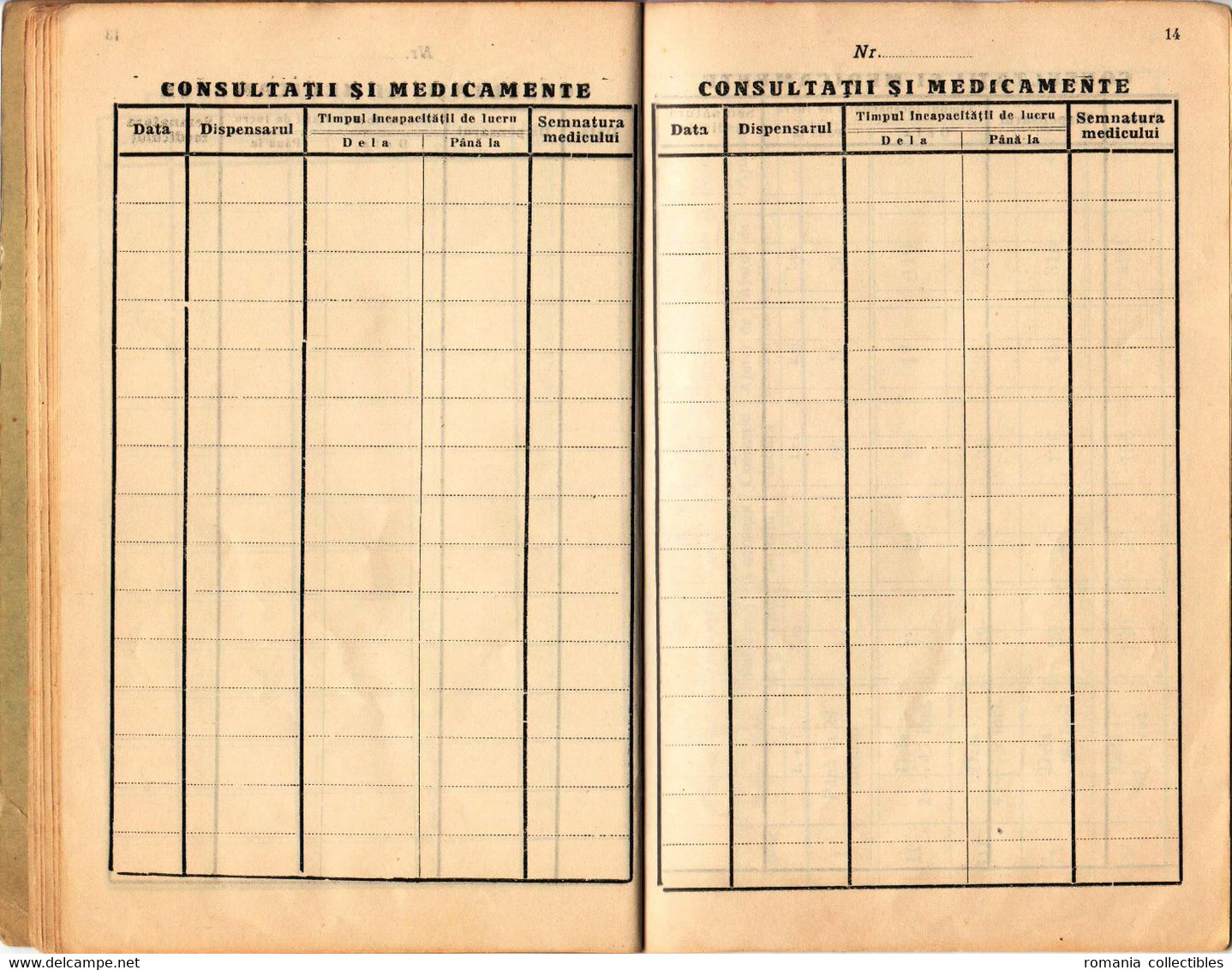 Romania, 1934, Social Insurance Member Card - Revenue Fiscal Stamps / Cinderellas