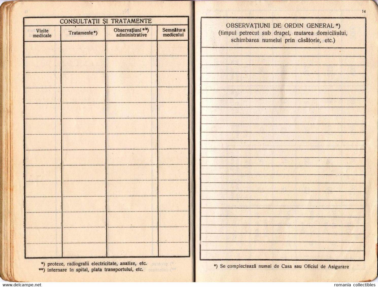 Romania, 1937, Social Insurance Member Card - Revenue Fiscal Stamps / Cinderellas