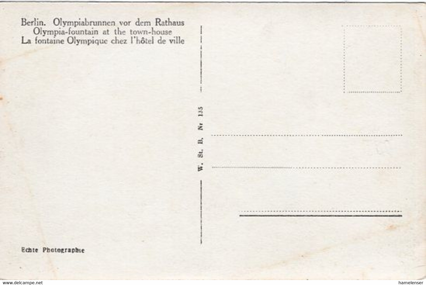 53062 - Deutsches Reich - 1936 - AnsKte "Olympiabrunnen Vor Dem Rathaus", Ungebraucht - Olympische Spelen