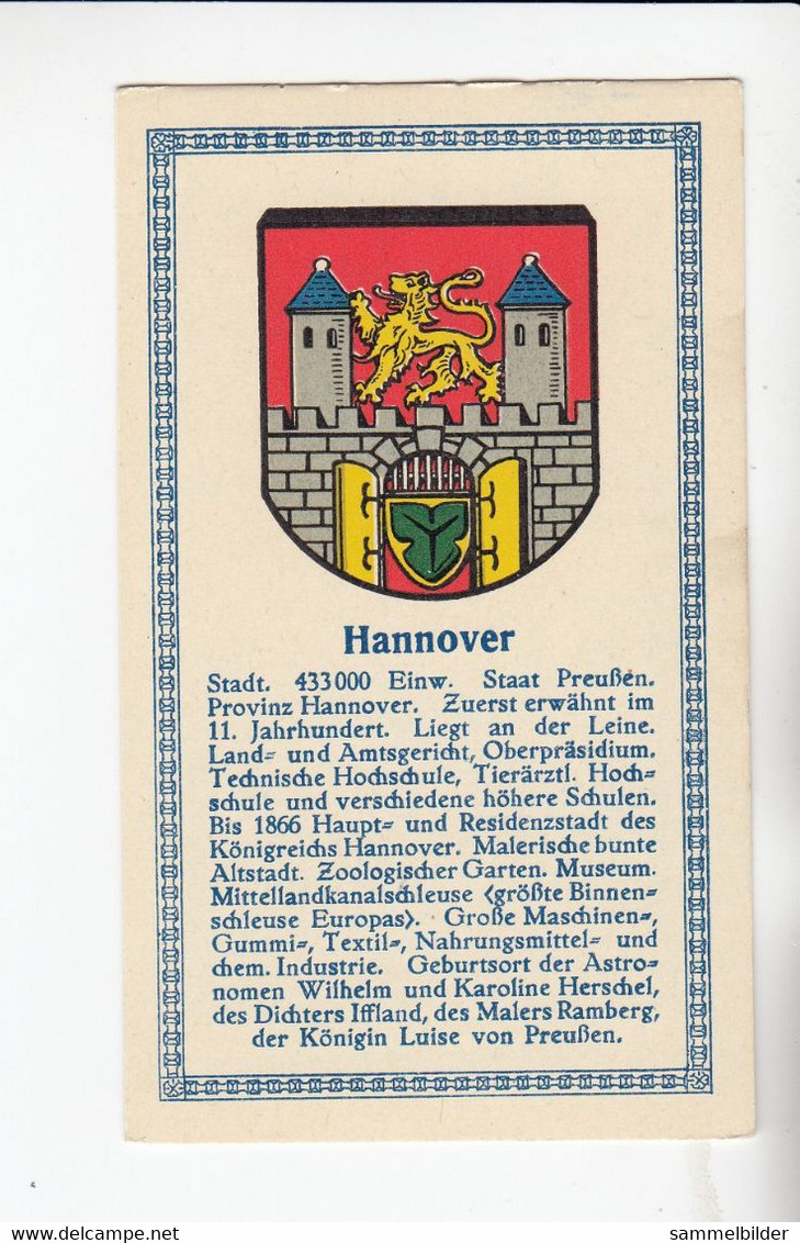 Abdulla Deutsche Städtewappen Hannover   Von 1928 - Verzamelingen & Kavels