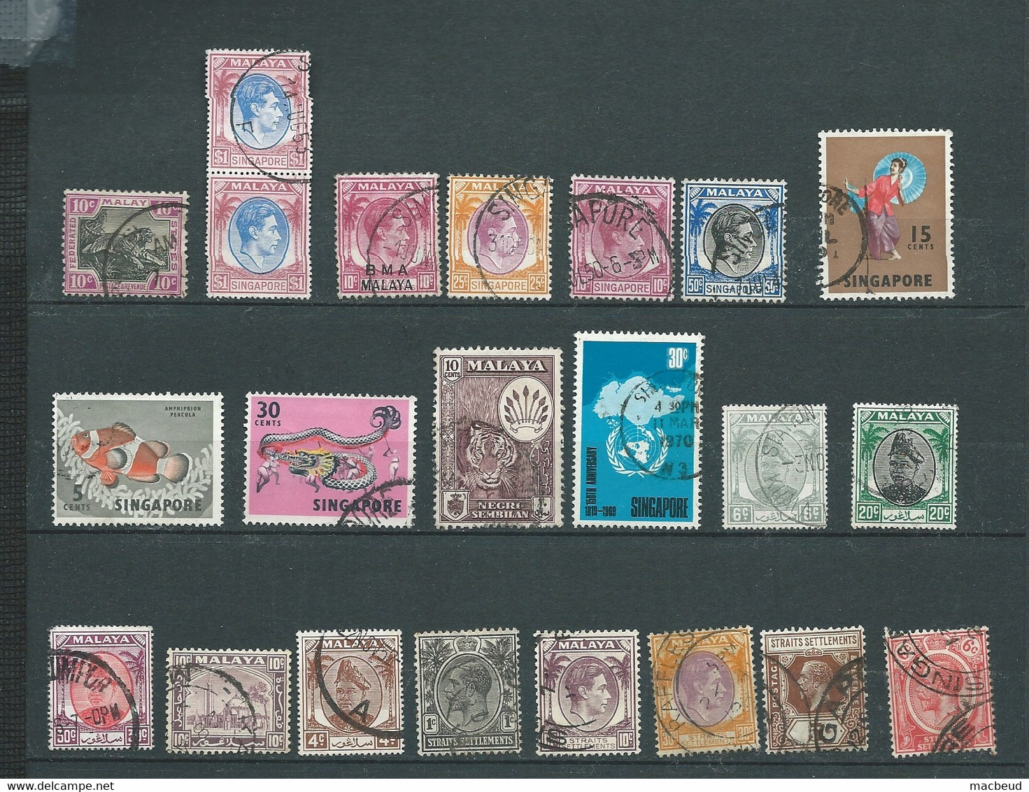 Malaisie - Straits Settlements Singapour- Lot De 22 Timbres Oblitérés ( Bon état )   Aa 20703 - Fédération De Malaya