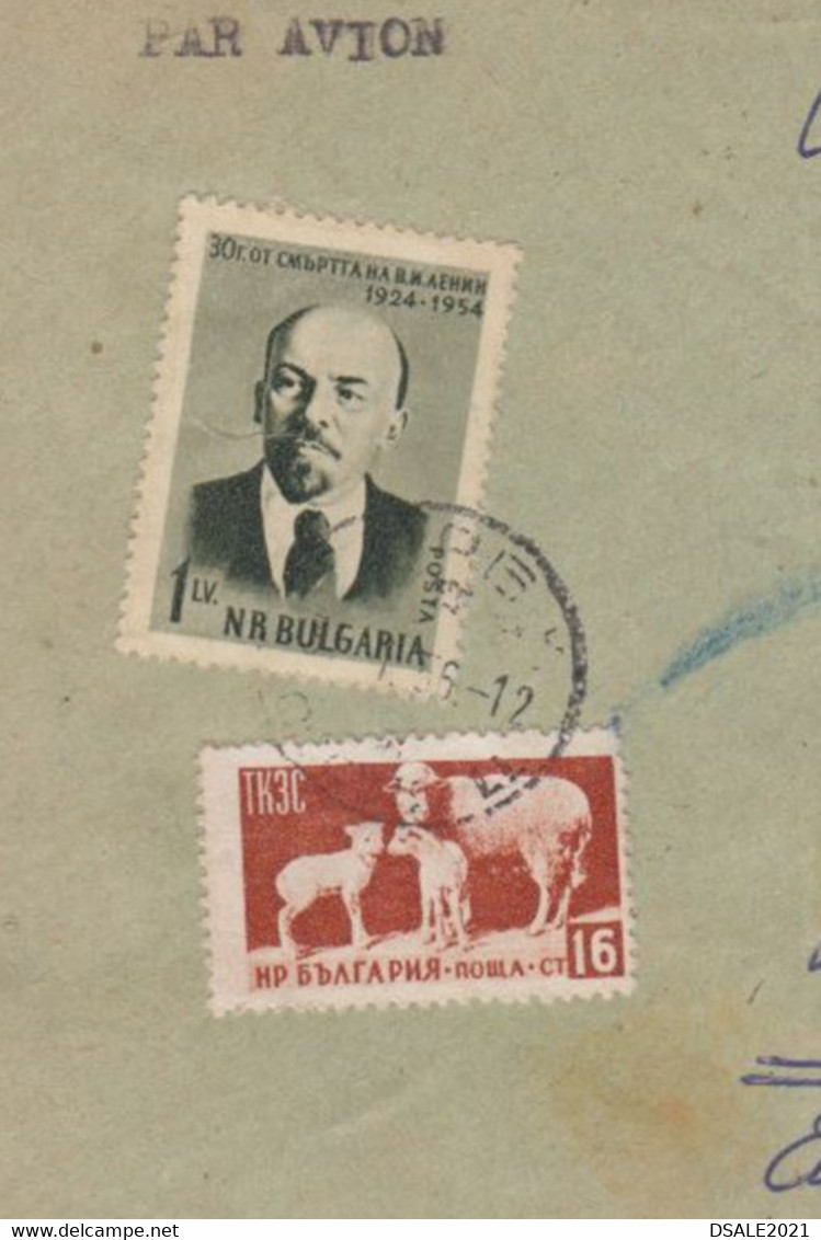 Bulgaria Bulgarie Bulgarije 1956 Registered Cover W/Topic Stamps Lenin, Lamb Sent To Belgium Resend To England (ds414) - Brieven En Documenten