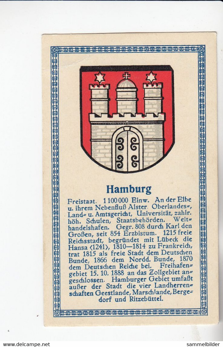 Abdulla Deutsche Städtewappen Hamburg    Von 1928 - Verzamelingen & Kavels