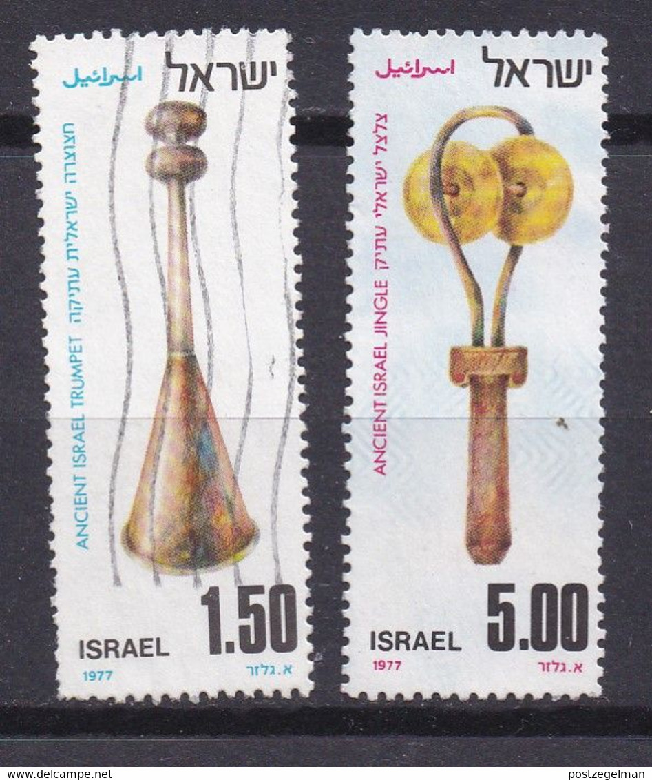 ISRAEL, 1977, Used Stamp(s), Without Tab, Ancient Musical Instruments, SG664-666, Scannr. 17478, 2 Values Only - Usados (sin Tab)