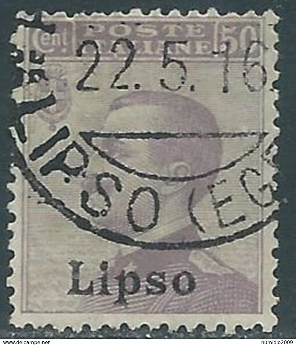 1912 EGEO LIPSO USATO EFFIGIE 50 CENT - RF28-9 - Ägäis (Lipso)