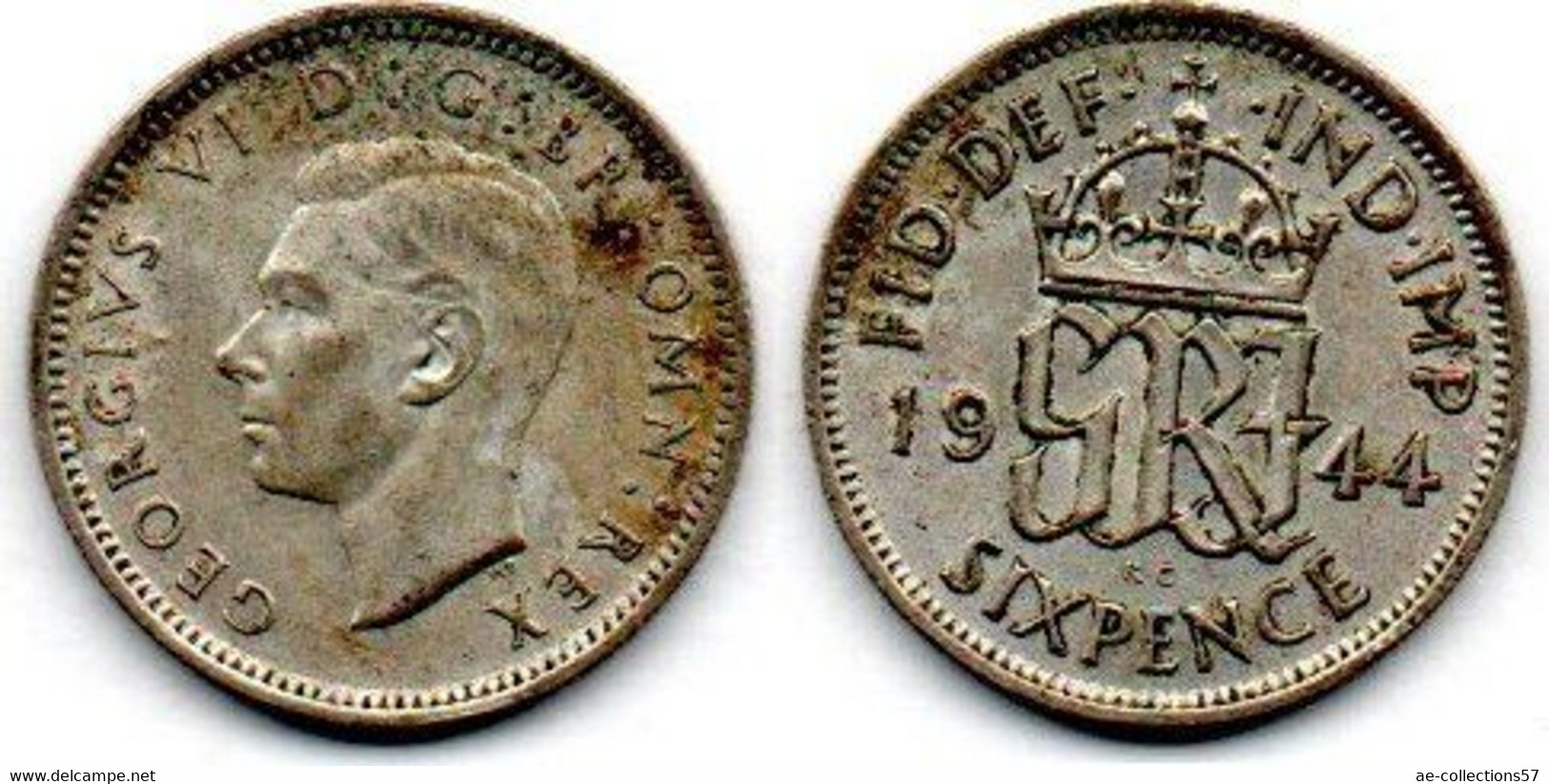 Grande Bretagne - Great Britain 6 Pence 1944 Georges VI SUP - H. 6 Pence