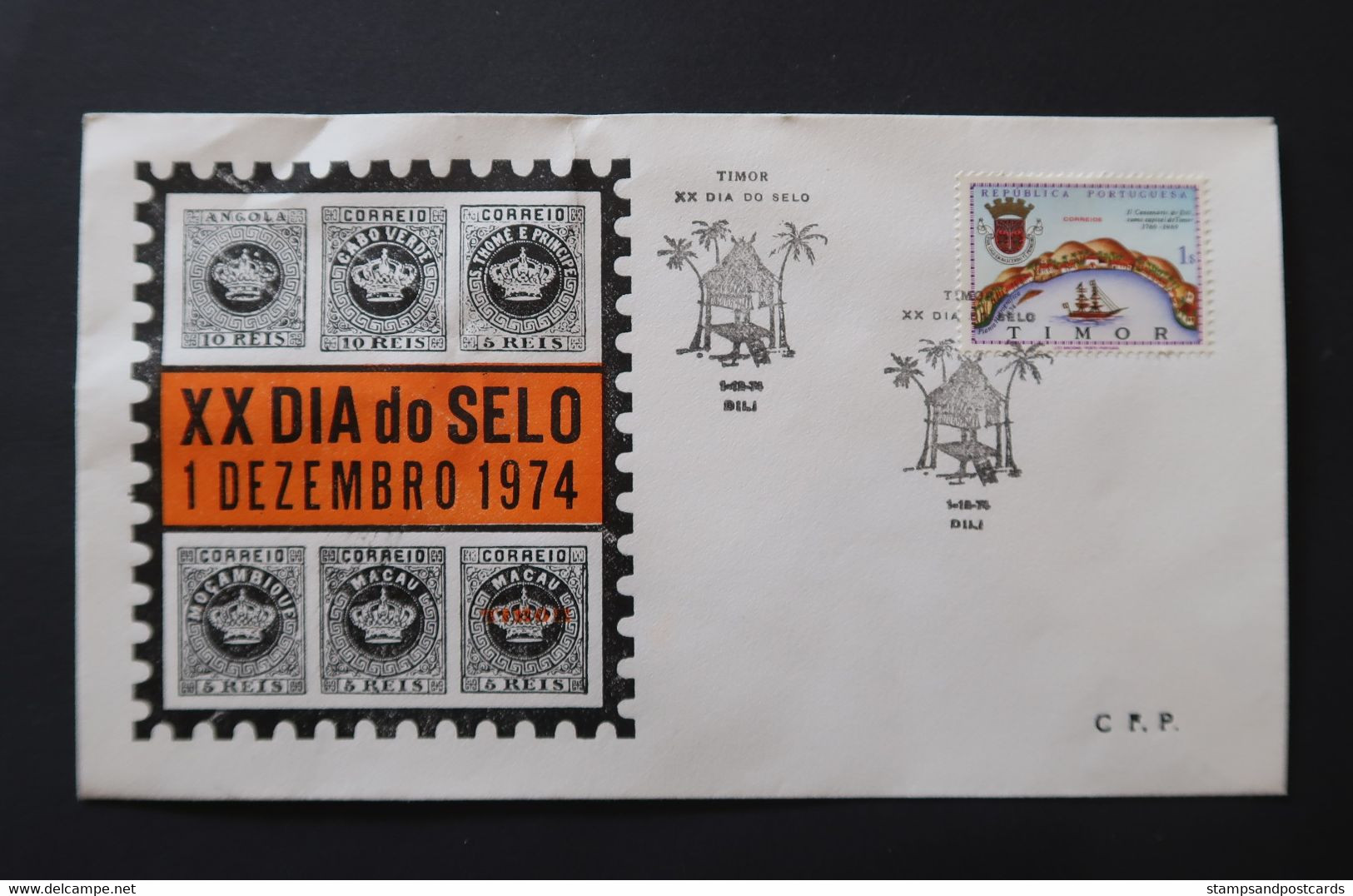 Timor Oriental Portugal Cachet Commémoratif Journée Du Timbre 1974 East Timor Event Postmark Stamp Day - Oost-Timor