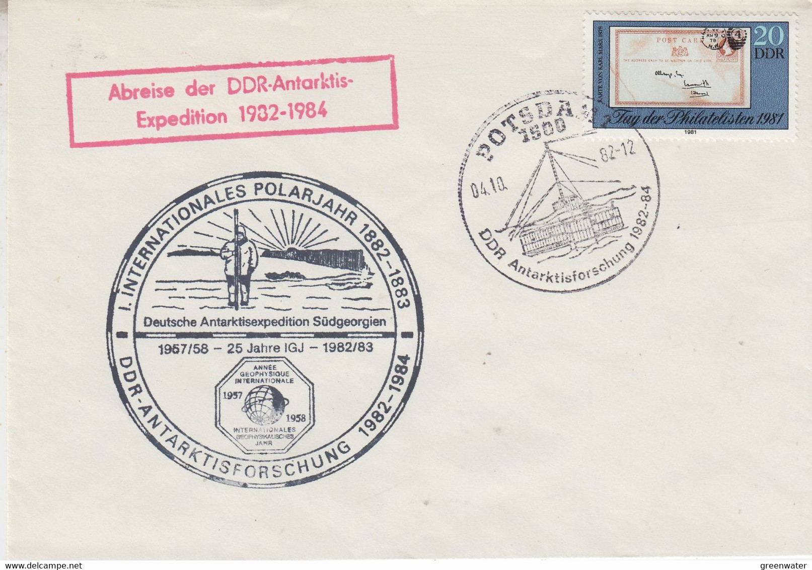 DDR 1982 Abreise Der DDR-Antarktiis Expedition & Inter. Polarjahr Cover Ca Potsdam 4-10-1982 (DD190) - International Polar Year