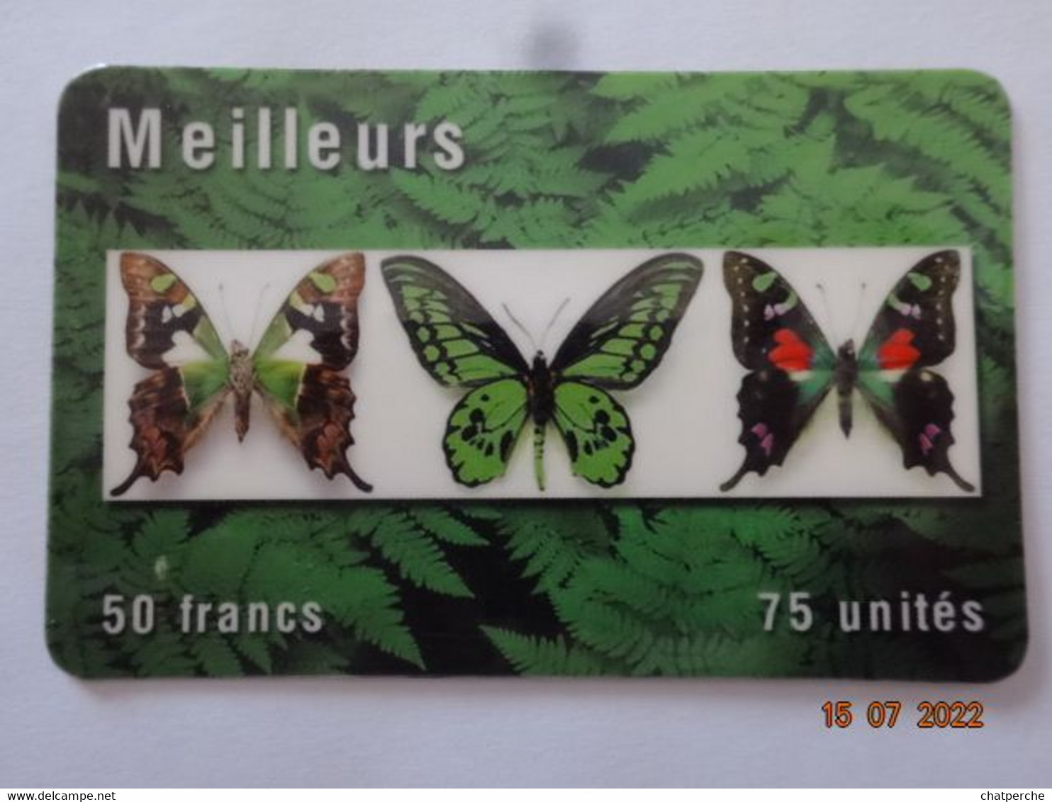 TELECARTE PREPAYEE  MEILLEURS PAPILLONS  50 FRANCS 75 UNITES - FT Tickets