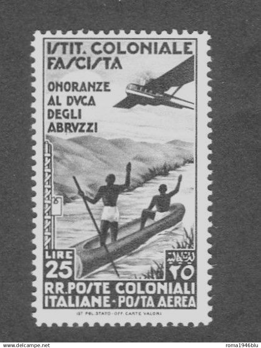 EMISSIONI GENERALI 1934 POSTA AEREA DUCA  DEGLI ABRUZZI L.25 CENTRATO ** MNH - Emissioni Generali