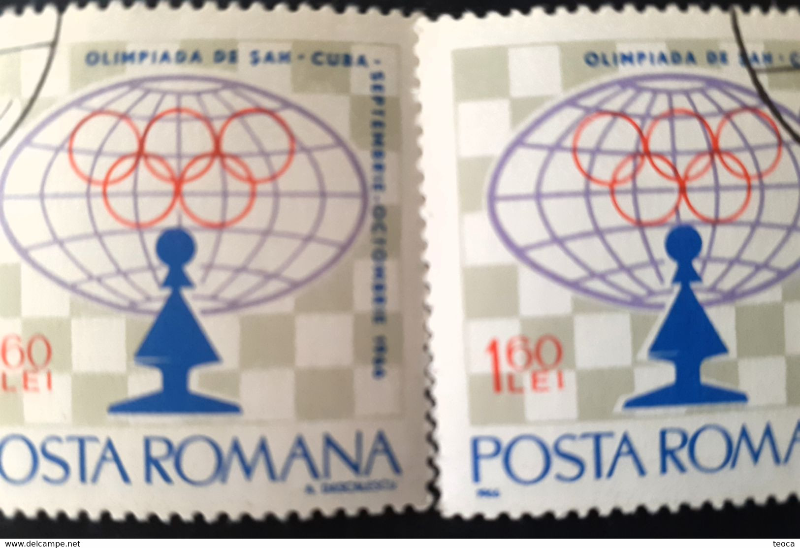 Stamps Errors Chess Romania 1966 MI 2482 Printed With Misplaced Chess Piece Used - Plaatfouten En Curiosa