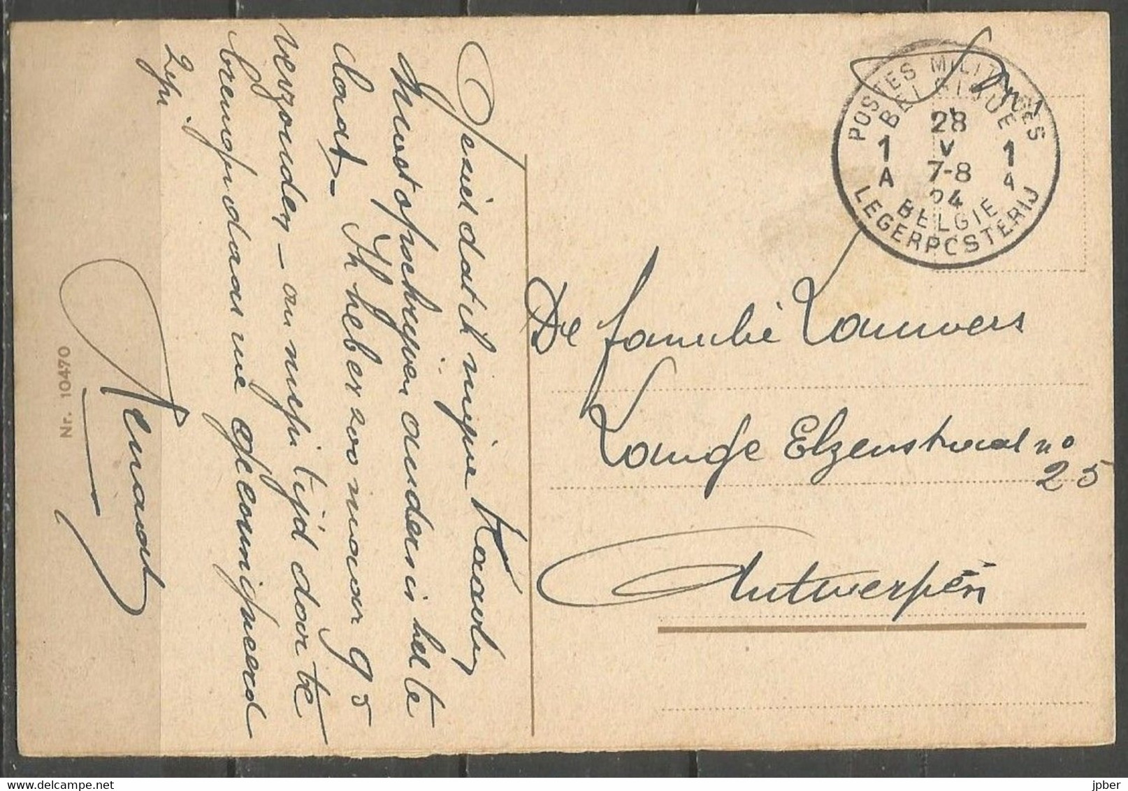 Belgique - Cachet "POSTES MILITAIRES 1" Du 28-5-24 - Carte Postale Vallée Du Rhein - Loreley-Felsen - Cartas & Documentos