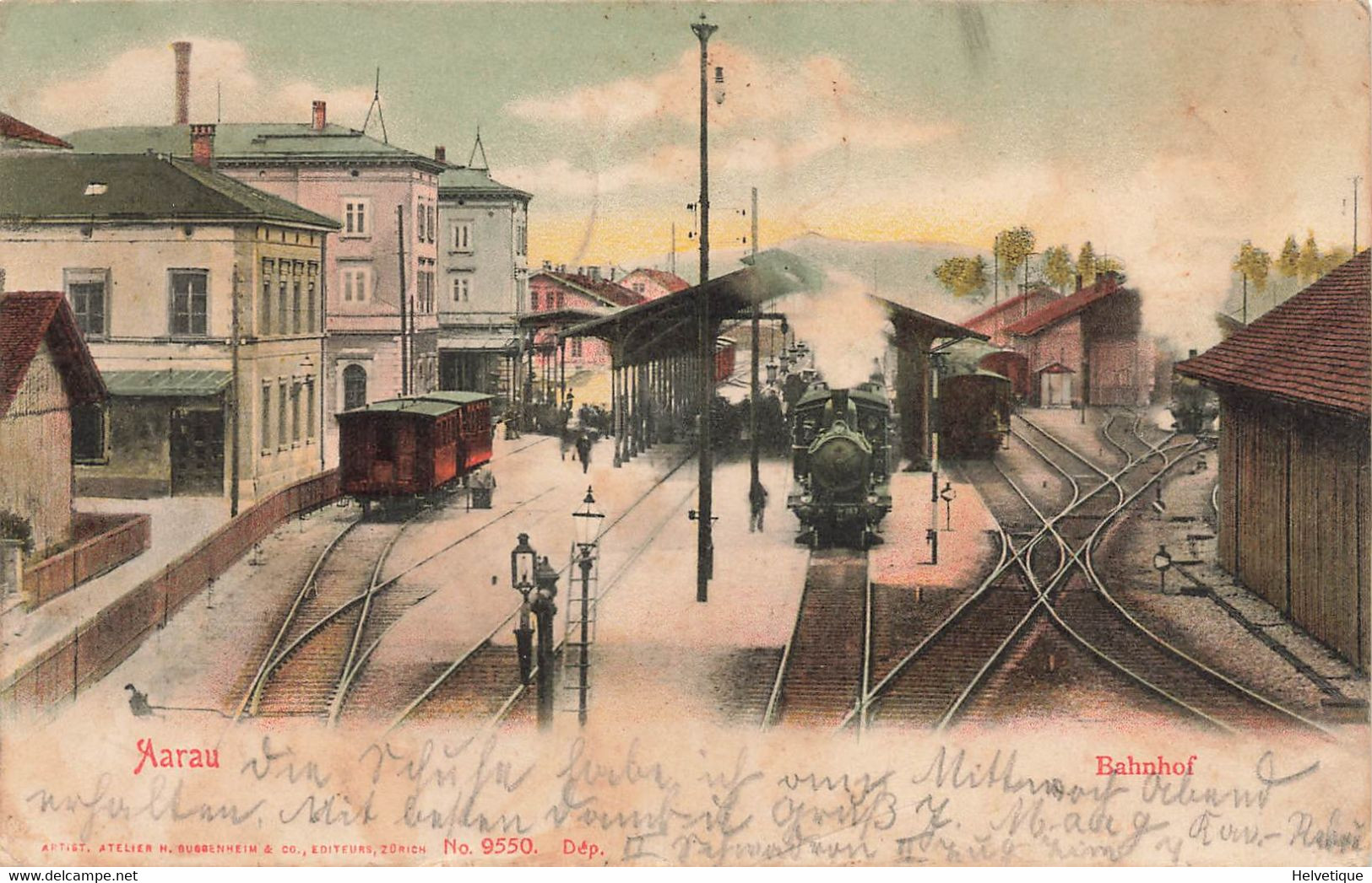 Aarau Bahnhof  1905 Bahn Dampflokomotive - Aarau