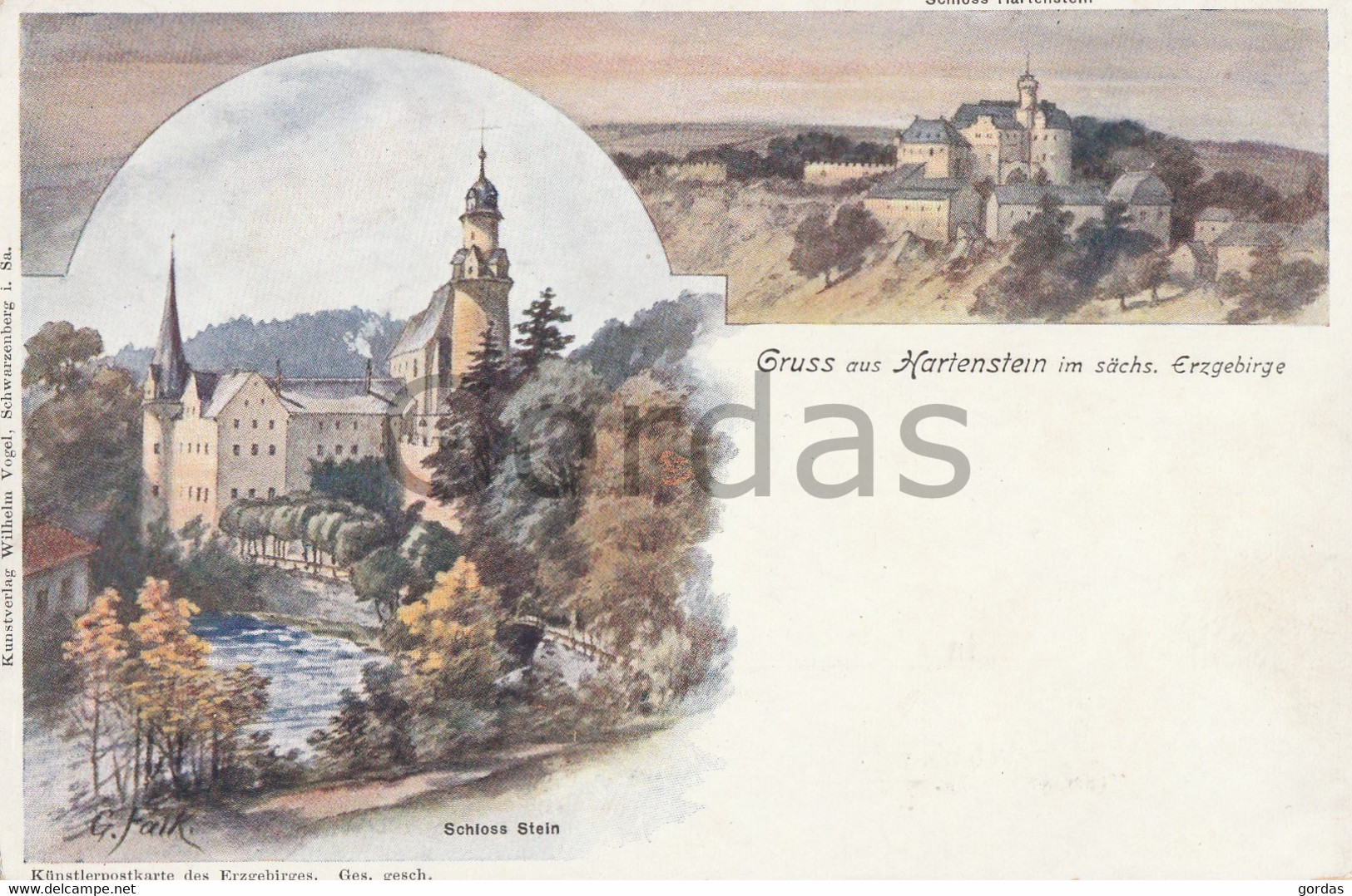 Germany - Gruss Aus Hartenstein - Schloss Stein - Litho - Hartenstein