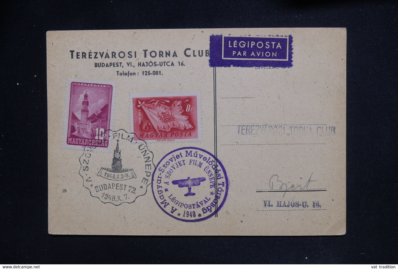 HONGRIE - Cachet D'Aviation Sur Carte De Correspondance En 1948 - L 126165 - Briefe U. Dokumente
