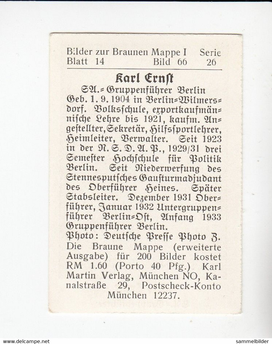 Braune Mappe Karl Ernst SA Gruppenführer Berlin   Bild # 66 Von 1933 - Colecciones Y Lotes