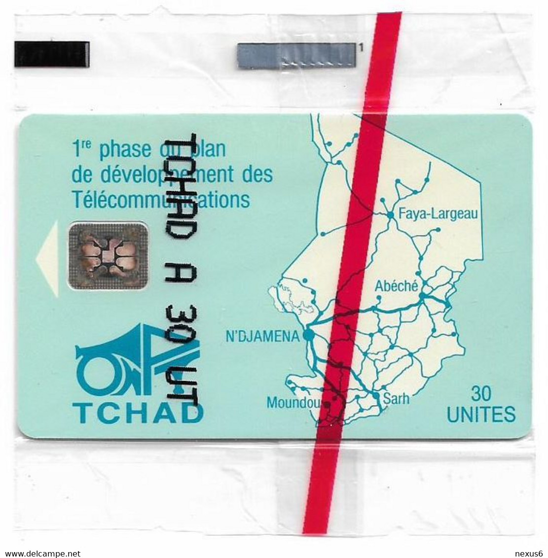 Chad - ONPT (Chip) - Blue Map Of Chad, Cn. 44799, SC4, 30U, NSB - Chad