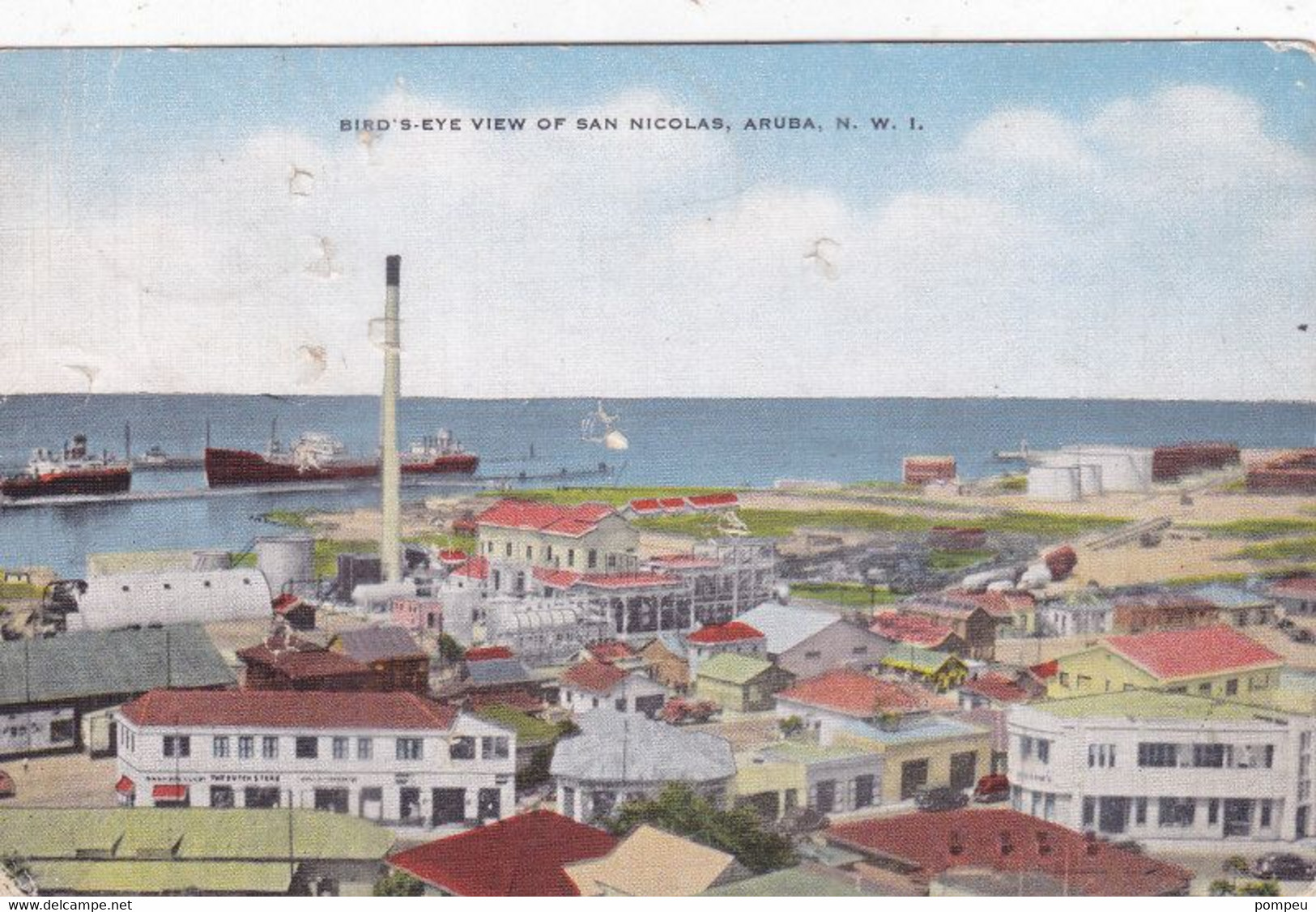 QS - ARUBA N. W. I - Bird's Eye Of SAN NICOLAS - 1951 - Aruba