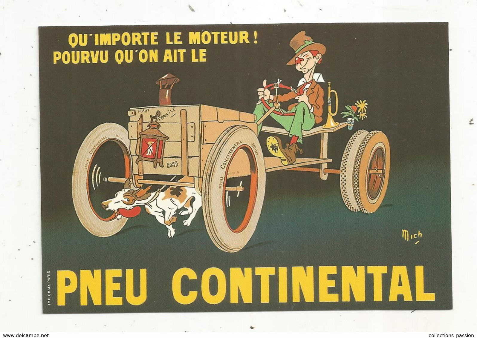 Cp , Collection LES ANCÊTRES DE L'AUTOMOBILE , Vierge  , PNEU CONTINENTAL - Autres & Non Classés