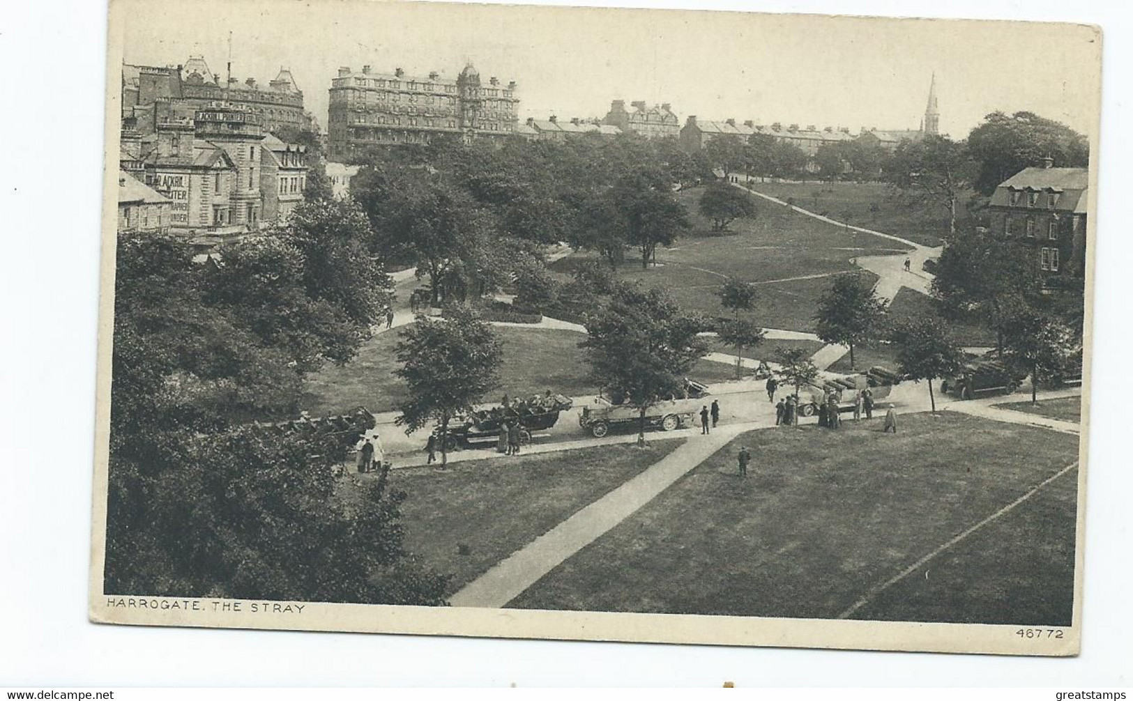 Harrogate Postcard Yorkshire The Stray Showing Charabangs Lined Up Posted 1930s - Harrogate