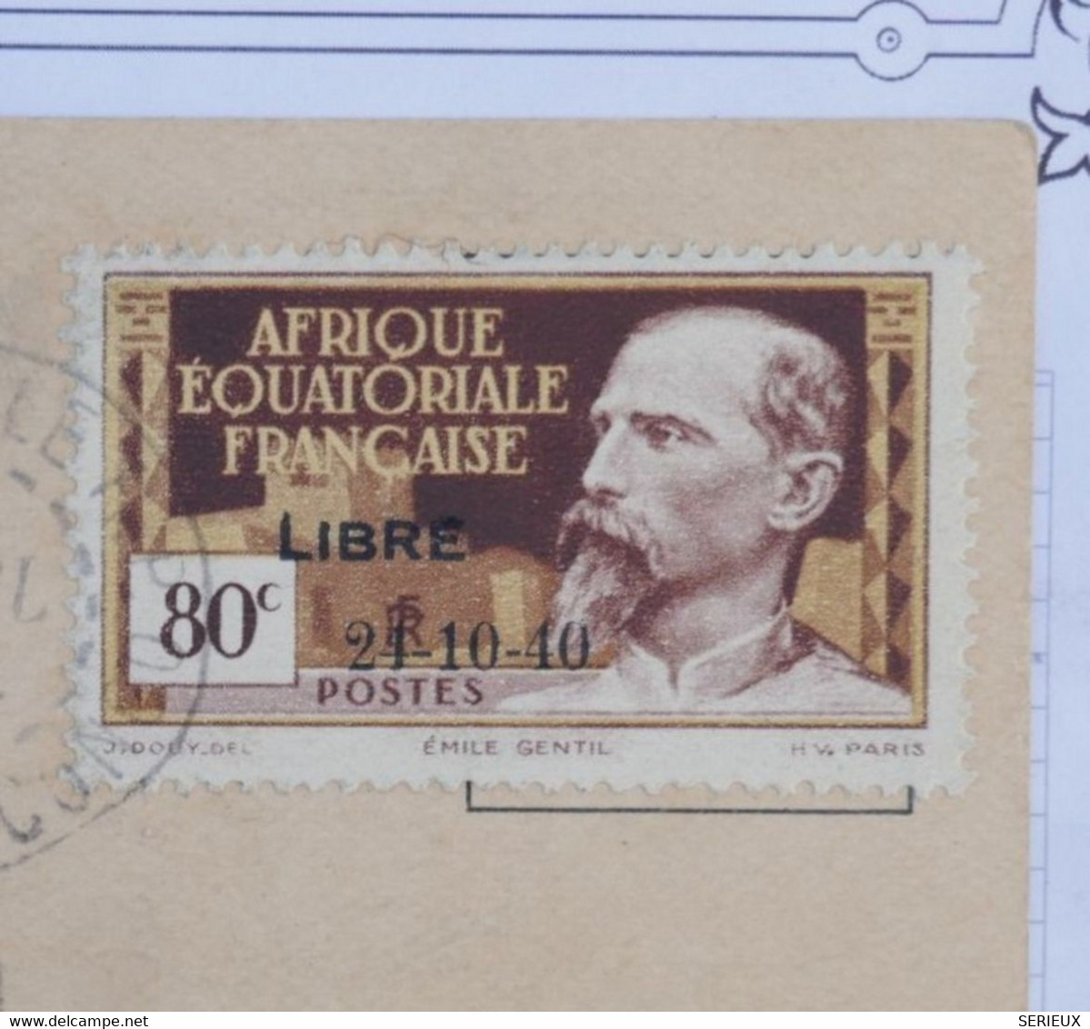 16 FRANCE A E F. BELLE CARTE RRR 1942 BRAZZAVILLE MOYEN CONGO GEN DE GAULLE + N° 140A +AFFRANCH. PLAISANT - Briefe U. Dokumente