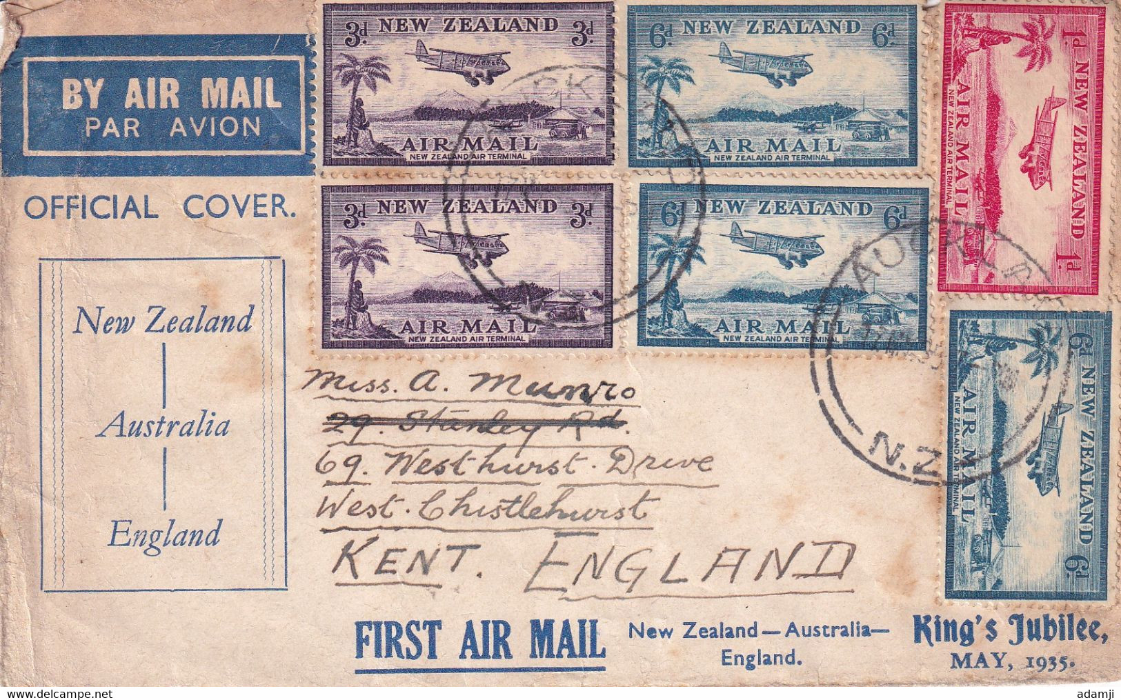 NEW ZEALAND 1935 GEORGE V JUBILEEE FDC COVER. - Storia Postale