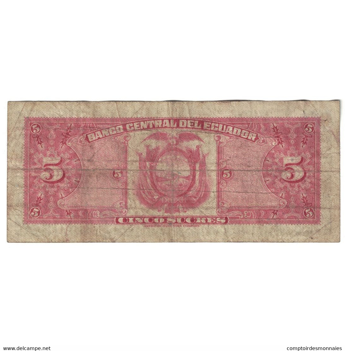 Billet, Équateur, 5 Sucres, 1970, 1970-02-27, KM:100d, TB - Ecuador