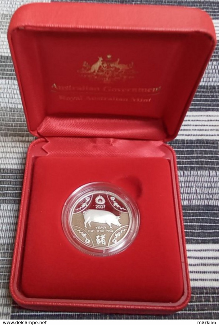 Australia - 2007 - Lunar Series - Year Of The Pig - 1 Dollar Fine Silver Proof Coin - Ongebruikte Sets & Proefsets