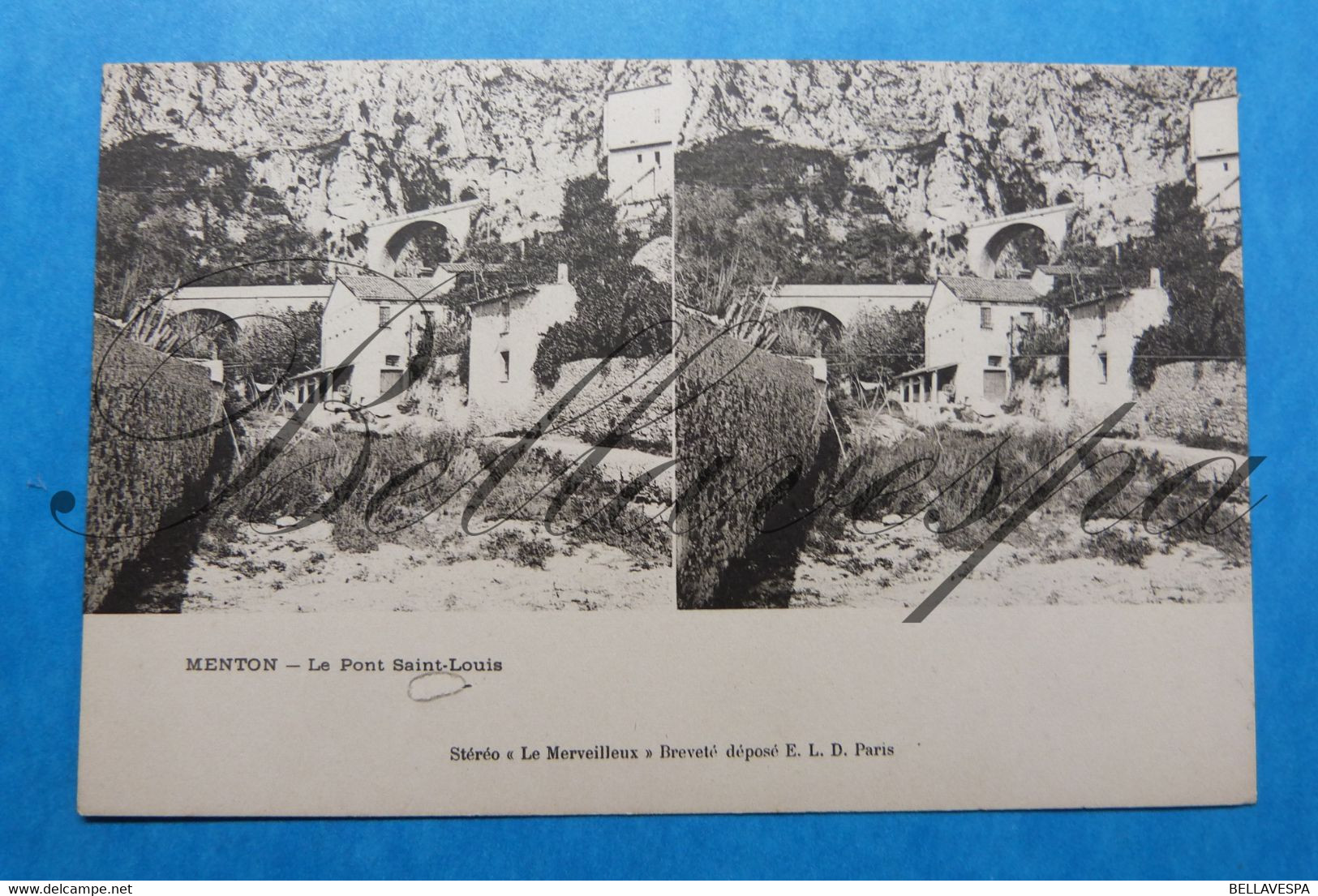 Menton -3 X Cpa Carte Stereoscope Stereoscopique. Stereo Scoop Kaart-édit.E.Le Deley. St Louis-Loup-Garavant - Cartes Stéréoscopiques