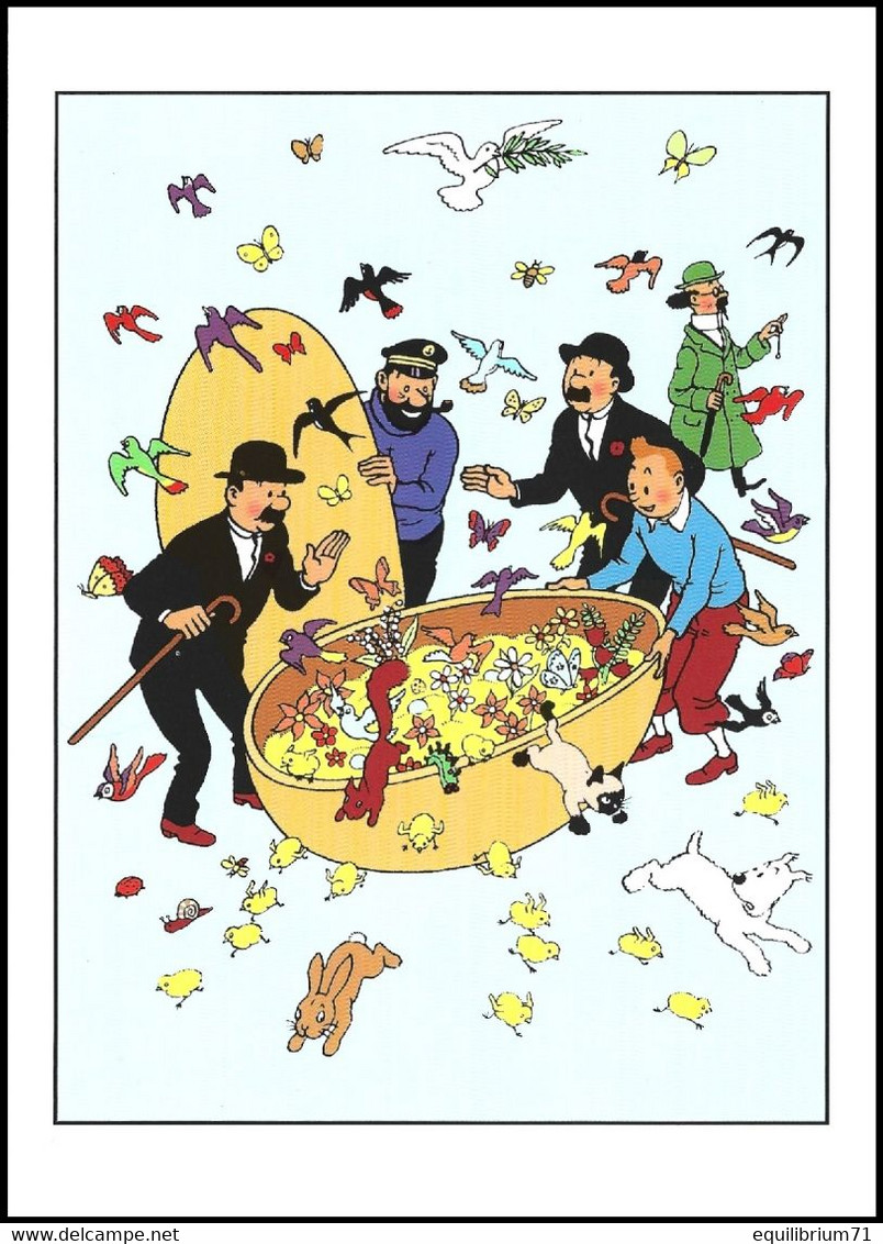 Double Carte Pliante/Dubbele Vouwkaart** - Kuifje/Tintin - Carte De Pâques Double / Dubbel Briefkaarten Voor Pasen - Philabédés (comics)