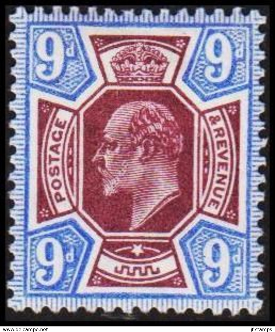 1902 - 1913. ENGLAND. Edward VII. 9 D. Beautiful Shade. Hinged.  (Michel 112) - JF522535 - Unused Stamps