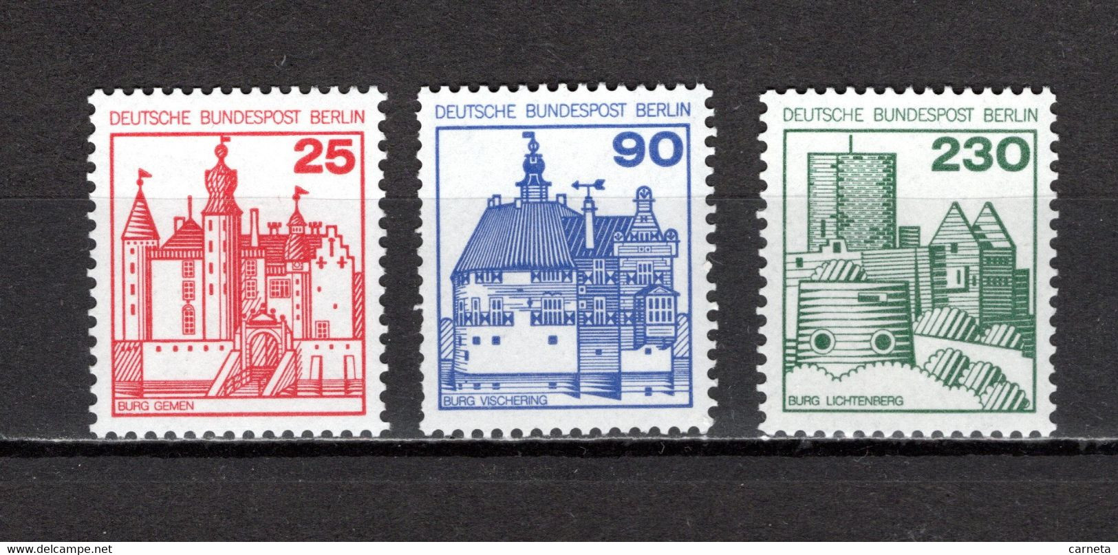 ALLEMAGNE BERLIN N°  540 à 542   AVEC NUMERO NOIR  NEUFS SANS CHARNIERE COTE  ? €  MONUMENT CHATEAUX - Roulettes