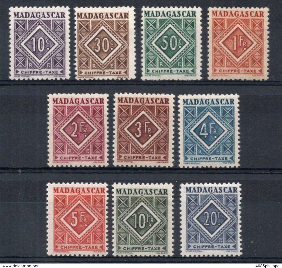 MADAGASCAR Timbres Taxe N°31* à 40* Neufs Charnières  TB Cote 8€50 - Postage Due