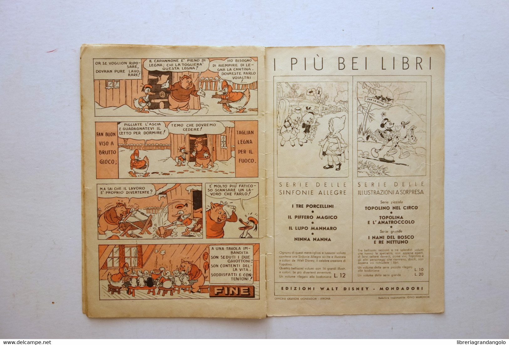 Topolino Presenta I Due Fannulloni Walt Disney Mondadori Albo N. 8 1935 - Autres & Non Classés