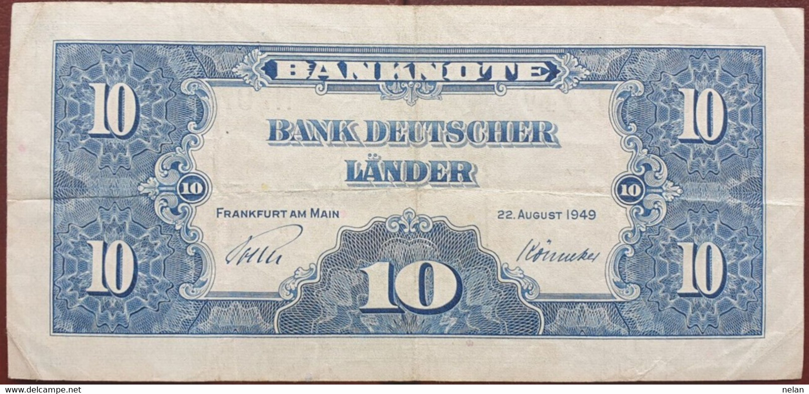 GERMANY-  10 DEUTSCHE MARK 1949 P- 16a  Circ - 10 DM