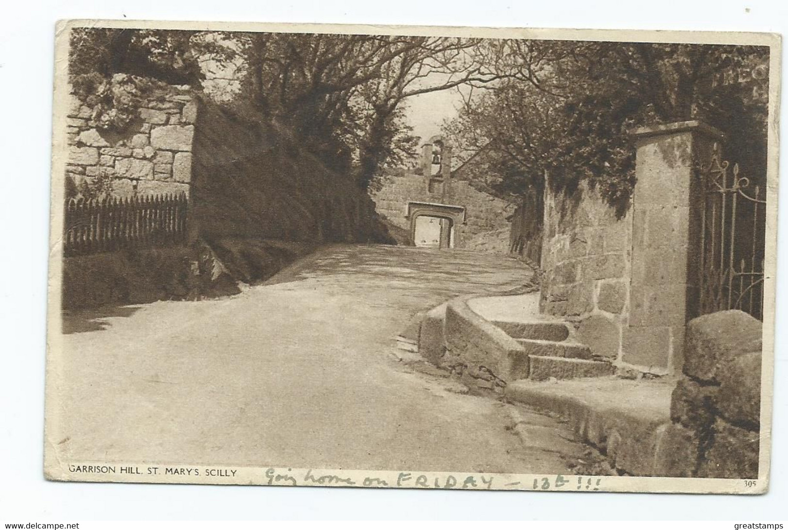 Scilly Isles Garrison Hill Triangle Cancel    Postcard  1940s - Scilly Isles