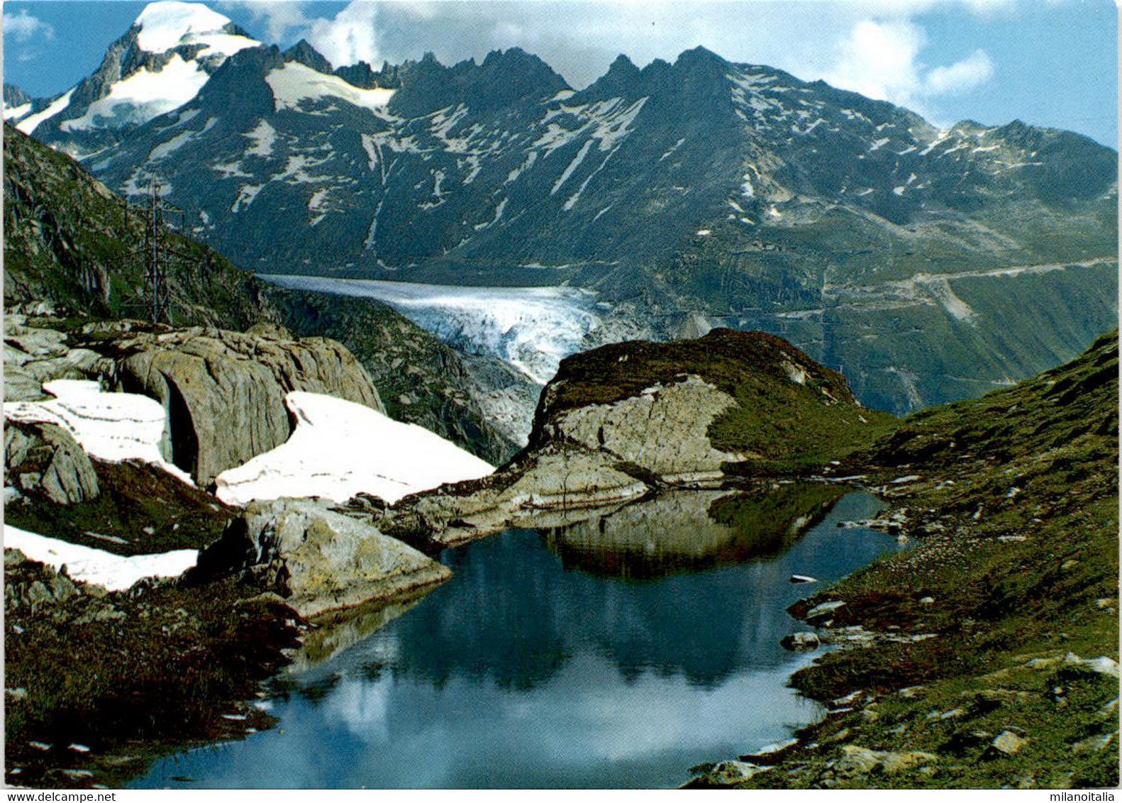 Blick Von Der Grimsel-Passhöhe Auf Den Rhonegletscher Und Galenstock (4078) - Lens