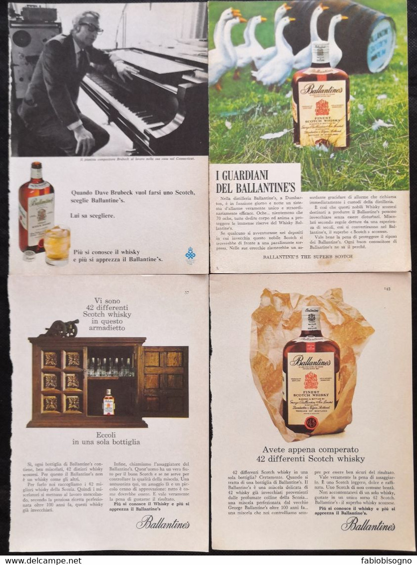 1966 - Scotch Whisky BALLANTINES ( Pianista Brubeck )- 4 Pagine Pubblicità Cm. 13 X 18 - Spiritueux