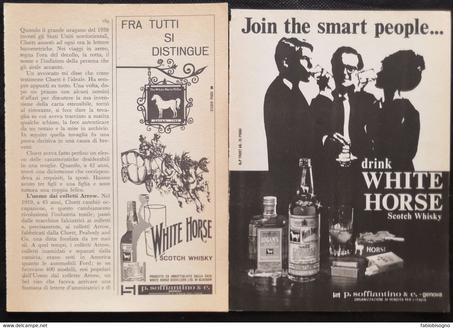 1963/64/68 - Scotch Whisky WHITE HORSE ( Soffiantino Genova )- 3 Pag. Pubblicità Cm. 13 X 18 - Spirituosen