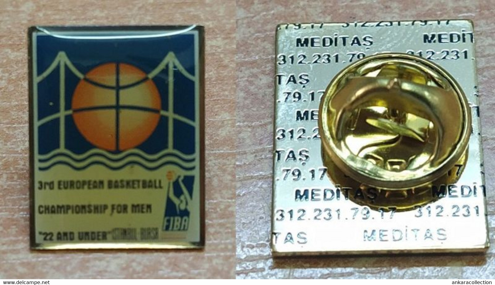 AC - 3rd EUROPEAN BASKETBALL CHAMPIONSHIP FOR MEN 22 AND UNDER FIBA ISTANBUL - BURSA 1996 PIN - BADGE - Uniformes, Recordatorios & Misc