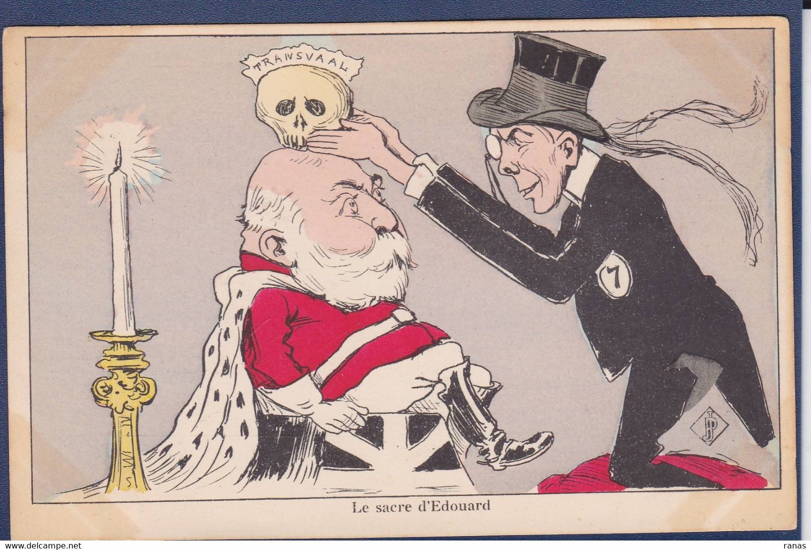 CPA Angleterre Royaume Uni Satirique Caricature Par Bigot Edouard VII Chamberlain Crane Mort - Other & Unclassified