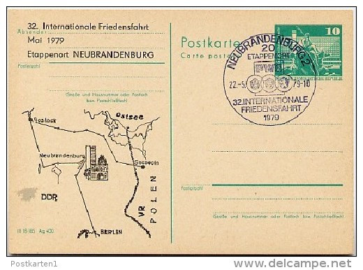 DDR P79-6-79 C82 Postkarte PRIVATER ZUDRUCK Friedensfahrt Neubrandenburg Sost. 1979 - Privatpostkarten - Gebraucht