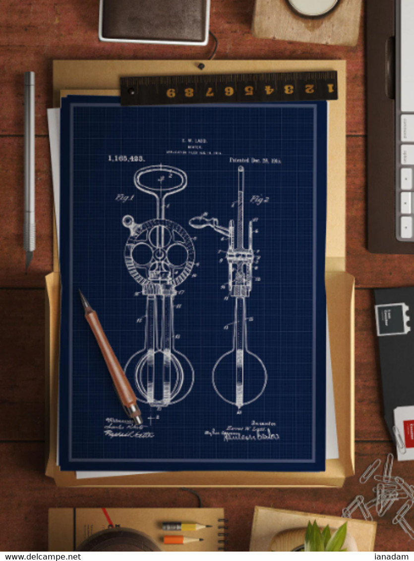 Patent Print 1915 Egg Beater 11x16". Great Decor For Kitchen - Unframed - Autres & Non Classés