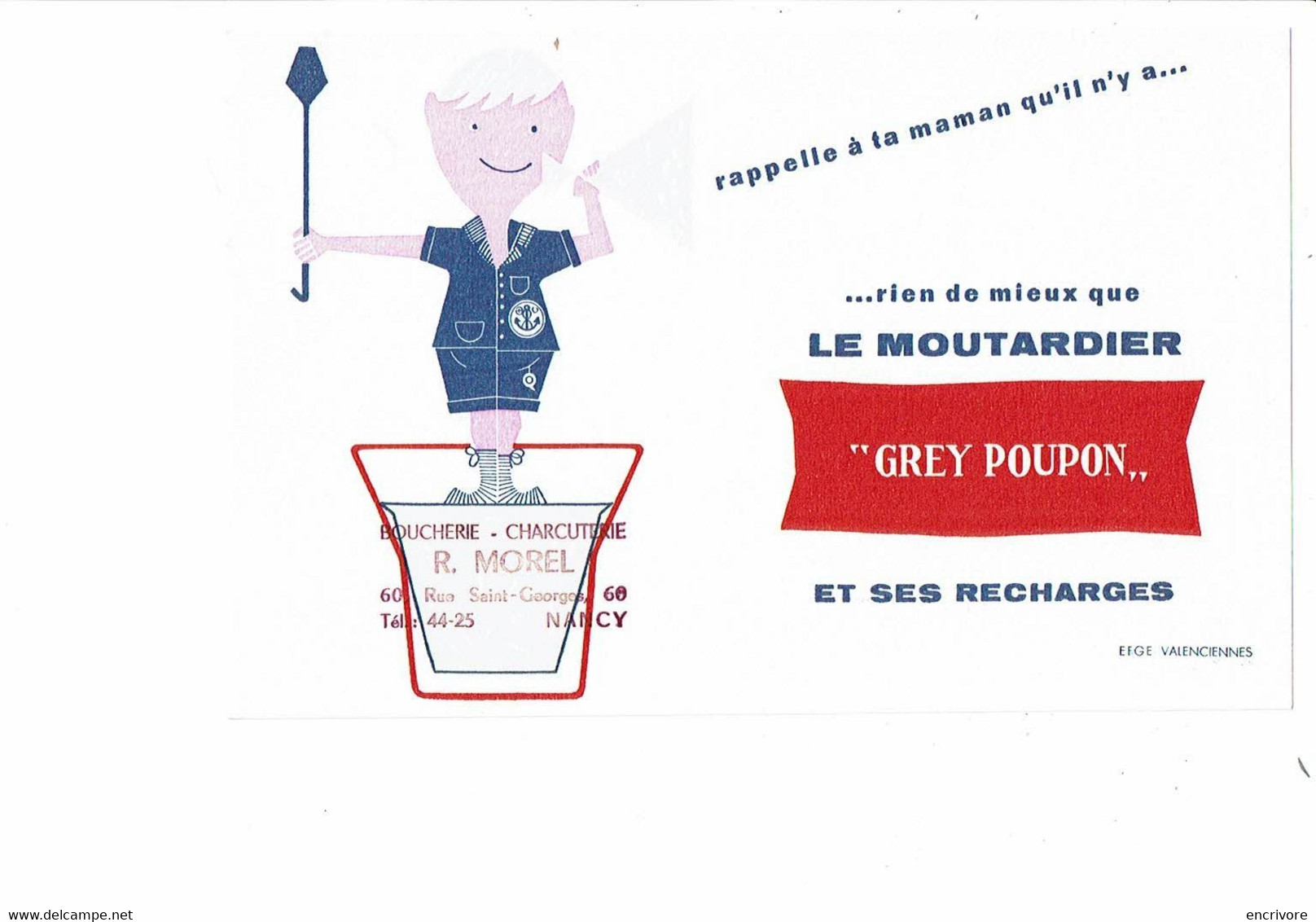 Buvard GREY POUPON Moutarde Moutardier Et Recharges Boucherie Charcuterie MOREL Nancy Tampon - Mosterd