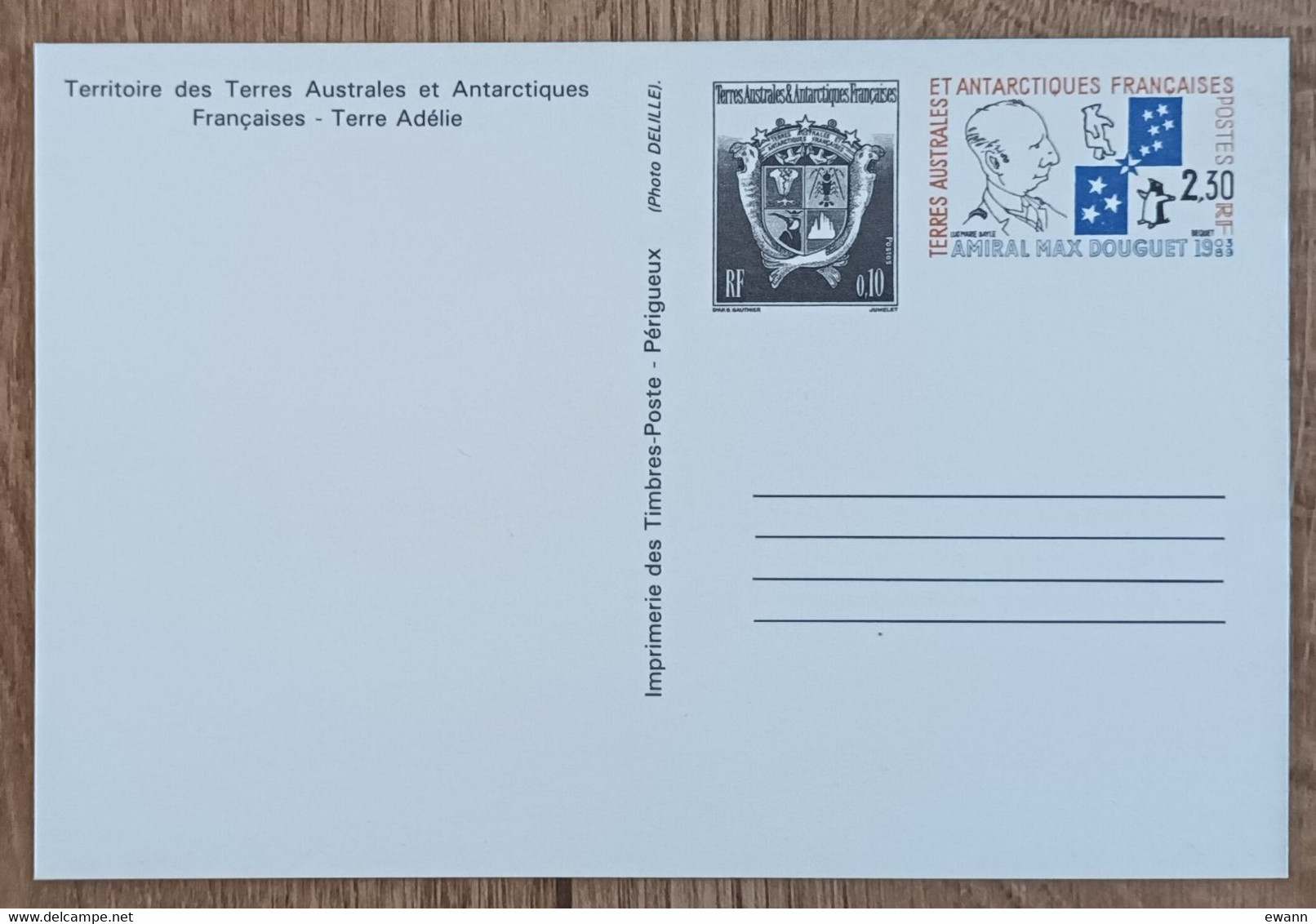 TAAF - Entier Postal YT N°2-CP - Amiral Max Douguet - 1994 - Neuf - Ganzsachen